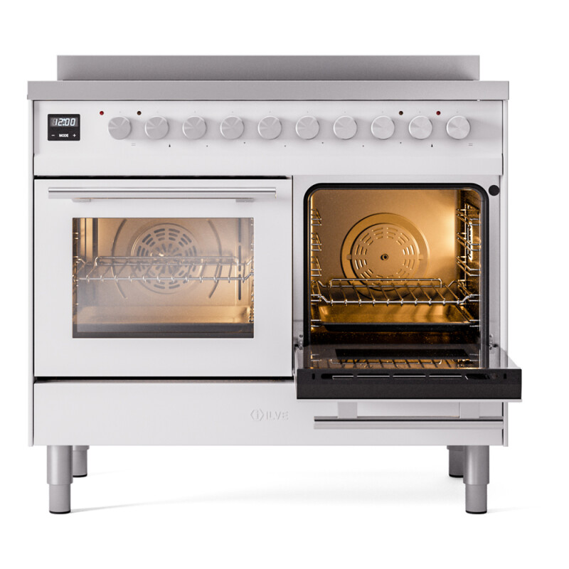 Professional Plus II 40 UPDI406WMPWH Freestanding Electric Range Range with Induction Double Oven with Triple Glass Door with Stainless Steel knobs UPDI406WMPWH