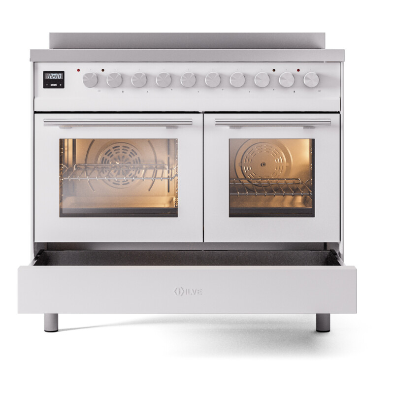 Professional Plus II 40 UPDI406WMPWH Freestanding Electric Range Range with Induction Double Oven with Triple Glass Door with Stainless Steel knobs UPDI406WMPWH