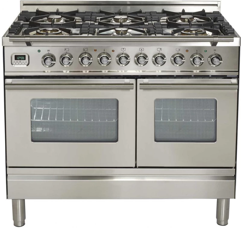 Professional Plus Series 40 inch Freestanding Dual Fuel Range with Natural Gas, 6 Sealed Brass Burners, Double Ovens, 3.98 cu. ft. Total Oven Capacity, Convection Oven, Continuous Grates, Vie