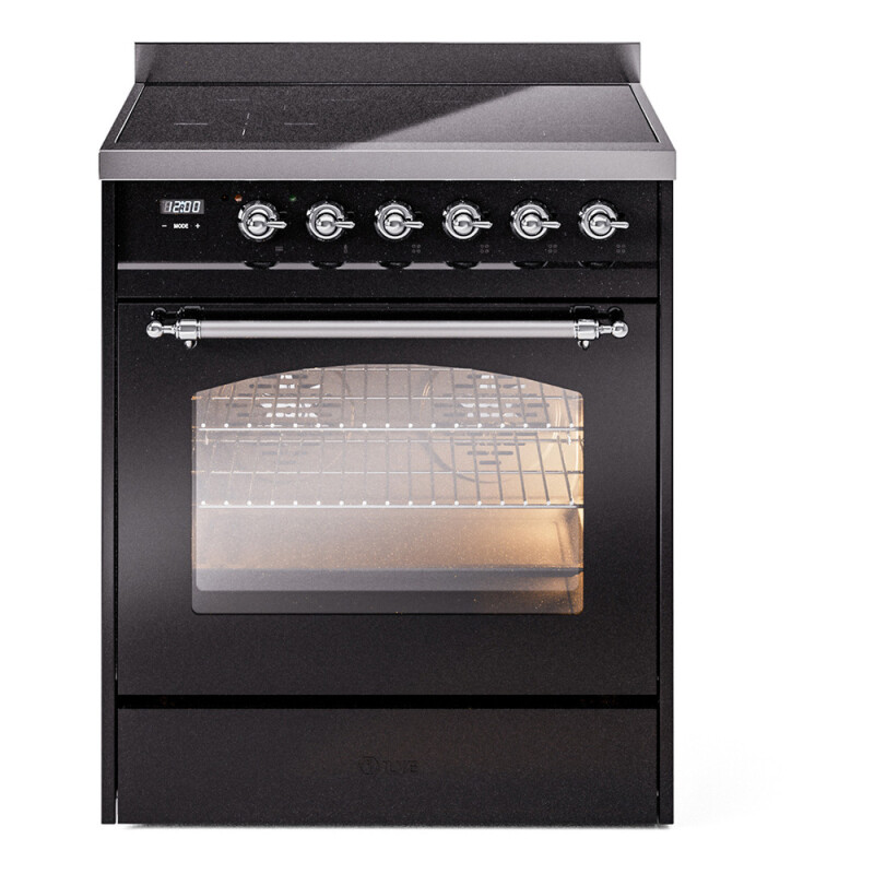 Nostalgie II 30 UPI304NMPBKC Freestanding Electric Range Range with Induction Single Oven with Triple Glass Door with Chrome knobs UPI304NMPBKC