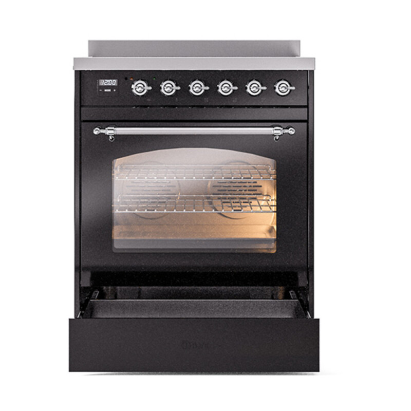 Nostalgie II 30 UPI304NMPBKC Freestanding Electric Range Range with Induction Single Oven with Triple Glass Door with Chrome knobs UPI304NMPBKC