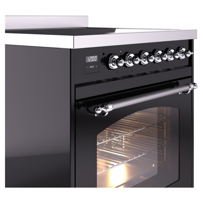 Nostalgie II 30 UPI304NMPBKC Freestanding Electric Range Range with Induction Single Oven with Triple Glass Door with Chrome knobs UPI304NMPBKC