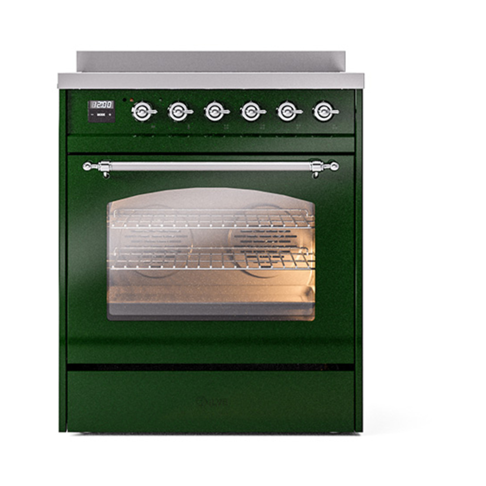 Nostalgie II 30 UPI304NMPEGC Freestanding Electric Range Range with Induction Single Oven with Triple Glass Door with Chrome knobs UPI304NMPEGC