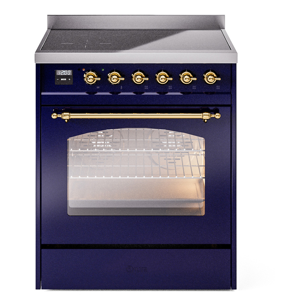 Nostalgie II 30 UPI304NMPMBG Freestanding Electric Range Range with Induction Single Oven with Triple Glass Door with Brass knobs UPI304NMPMBG