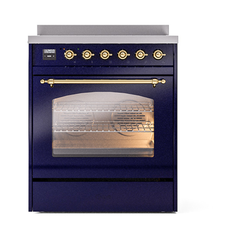 Nostalgie II 30 UPI304NMPMBG Freestanding Electric Range Range with Induction Single Oven with Triple Glass Door with Brass knobs UPI304NMPMBG