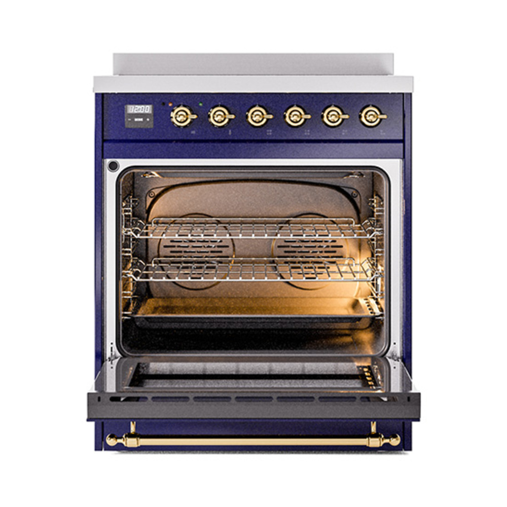 Nostalgie II 30 UPI304NMPMBG Freestanding Electric Range Range with Induction Single Oven with Triple Glass Door with Brass knobs UPI304NMPMBG