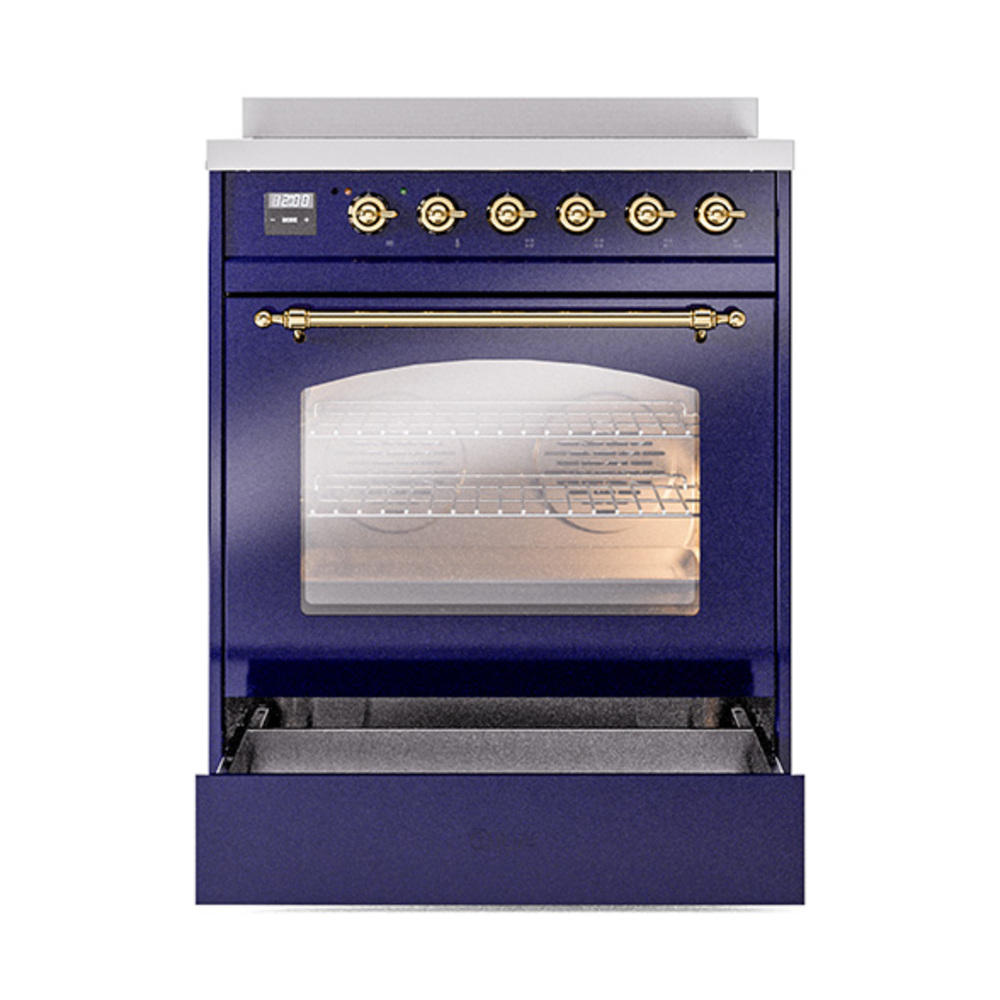 Nostalgie II 30 UPI304NMPMBG Freestanding Electric Range Range with Induction Single Oven with Triple Glass Door with Brass knobs UPI304NMPMBG