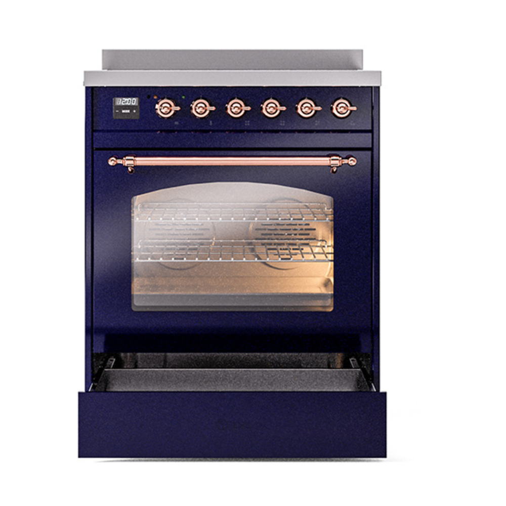 Nostalgie II 30 UPI304NMPMBP Freestanding Electric Range Range with Induction Single Oven with Triple Glass Door with Copper knobs UPI304NMPMBP