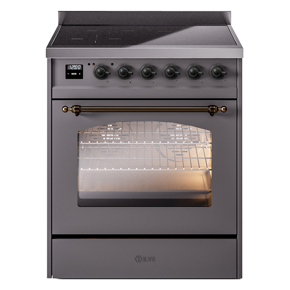 Nostalgie II 30 UPI304NMPMGB Freestanding Electric Range Range with Induction Single Oven with Triple Glass Door with Bronze knobs UPI304NMPMGB