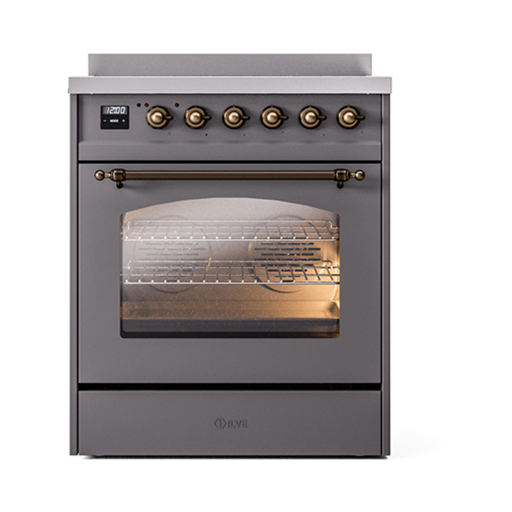 Nostalgie II 30 UPI304NMPMGB Freestanding Electric Range Range with Induction Single Oven with Triple Glass Door with Bronze knobs UPI304NMPMGB
