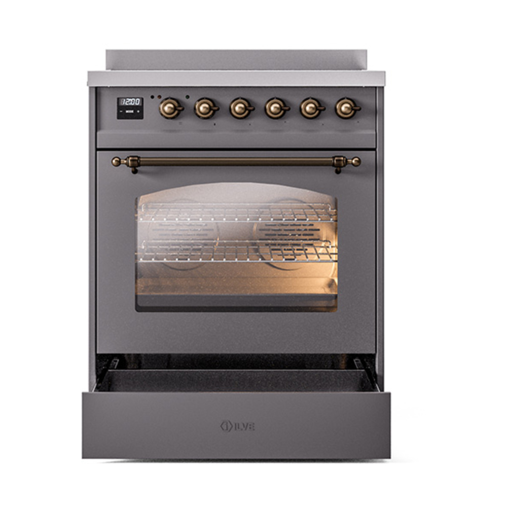 Nostalgie II 30 UPI304NMPMGB Freestanding Electric Range Range with Induction Single Oven with Triple Glass Door with Bronze knobs UPI304NMPMGB