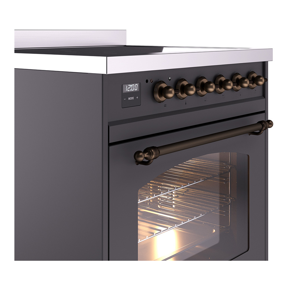 Nostalgie II 30 UPI304NMPMGB Freestanding Electric Range Range with Induction Single Oven with Triple Glass Door with Bronze knobs UPI304NMPMGB