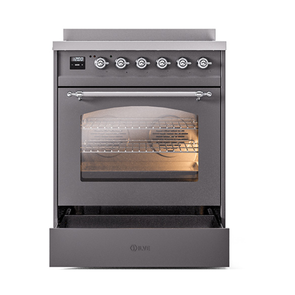 Nostalgie II 30 UPI304NMPMGC Freestanding Electric Range Range with Induction Single Oven with Triple Glass Door with Chrome knobs UPI304NMPMGC