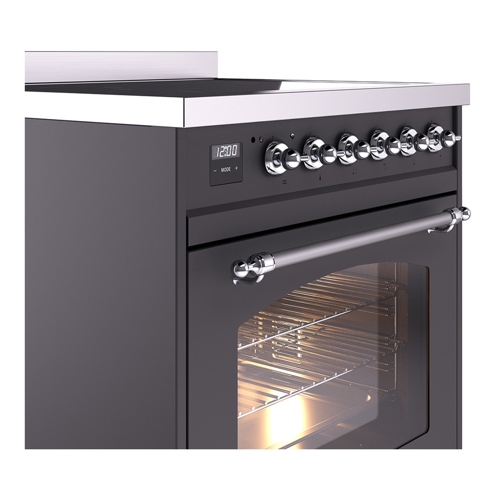 Nostalgie II 30 UPI304NMPMGC Freestanding Electric Range Range with Induction Single Oven with Triple Glass Door with Chrome knobs UPI304NMPMGC