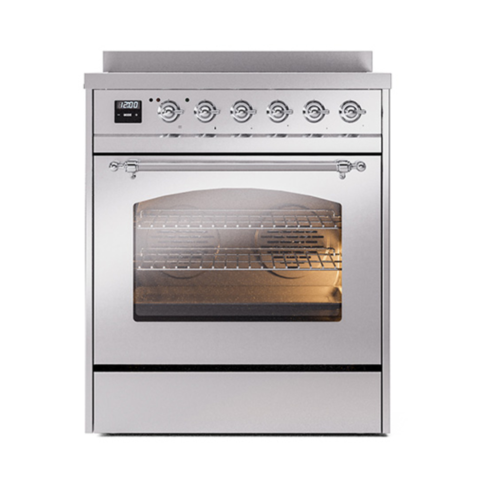 Nostalgie II 30 UPI304NMPSSC Freestanding Electric Range Range with Induction Single Oven with Triple Glass Door with Chrome knobs UPI304NMPSSC