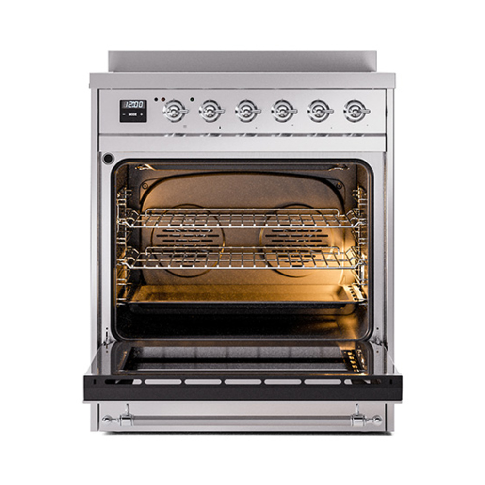 Nostalgie II 30 UPI304NMPSSC Freestanding Electric Range Range with Induction Single Oven with Triple Glass Door with Chrome knobs UPI304NMPSSC
