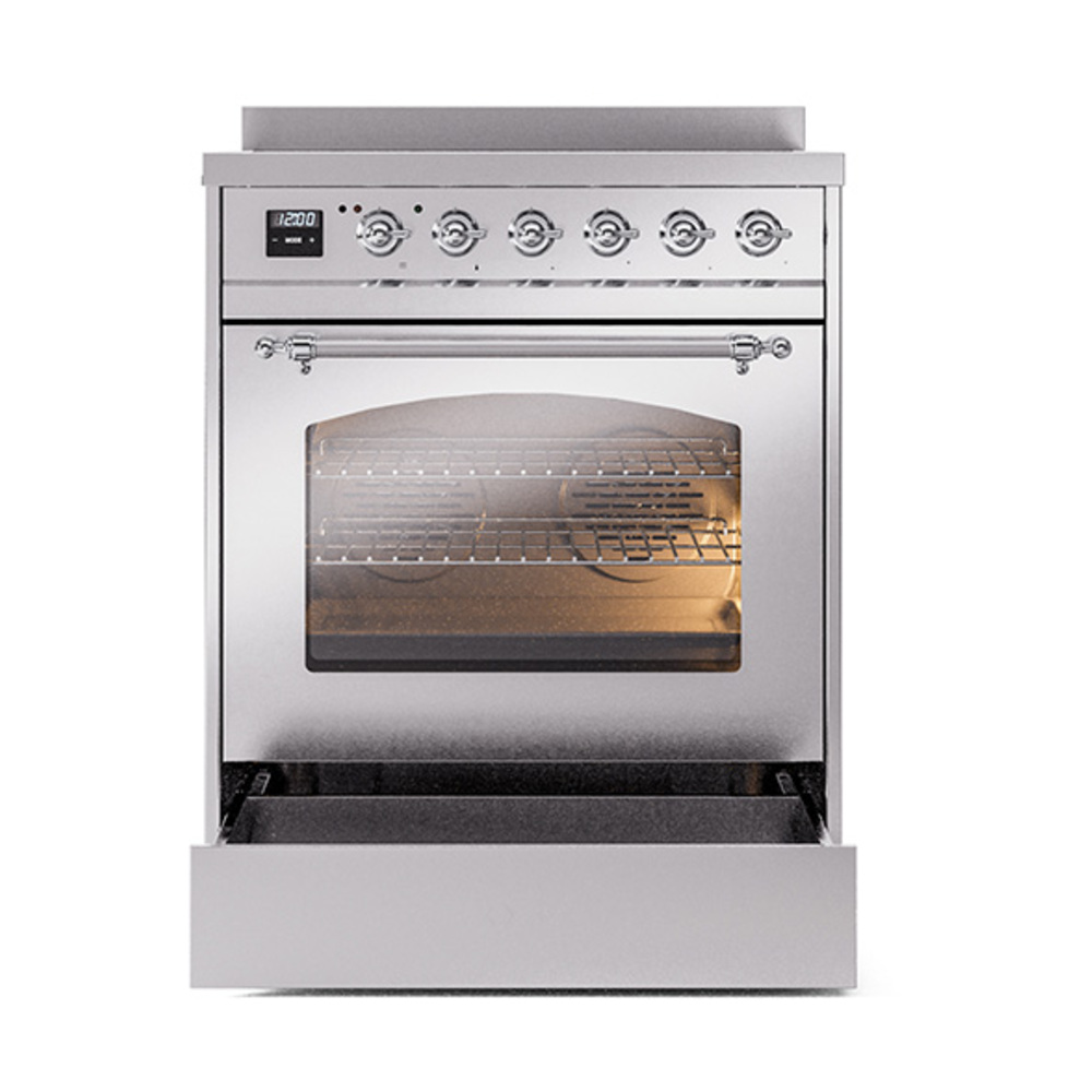 Nostalgie II 30 UPI304NMPSSC Freestanding Electric Range Range with Induction Single Oven with Triple Glass Door with Chrome knobs UPI304NMPSSC