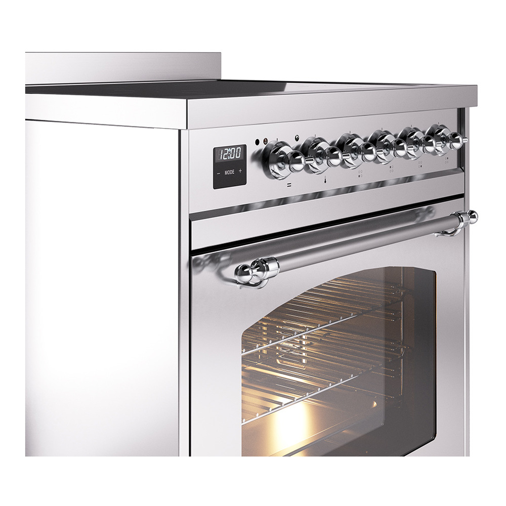 Nostalgie II 30 UPI304NMPSSC Freestanding Electric Range Range with Induction Single Oven with Triple Glass Door with Chrome knobs UPI304NMPSSC