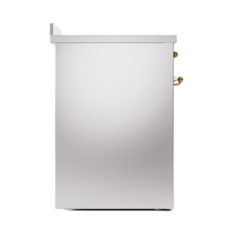 Nostalgie II Series 30 inch Freestanding Electric Induction Range with 4 Elements, Smoothtop Cooktop, 4 cu. ft. Total Oven Capacity, Convection Oven, Storage Drawer with Brass Trim UPI304NMPSSG