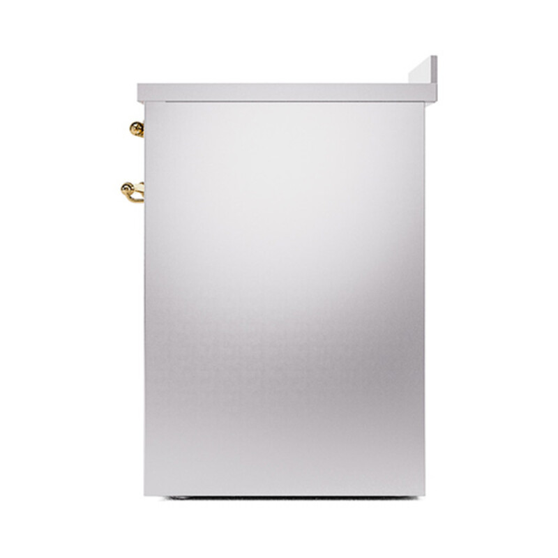 Nostalgie II Series 30 inch Freestanding Electric Induction Range with 4 Elements, Smoothtop Cooktop, 4 cu. ft. Total Oven Capacity, Convection Oven, Storage Drawer with Brass Trim UPI304NMPSSG