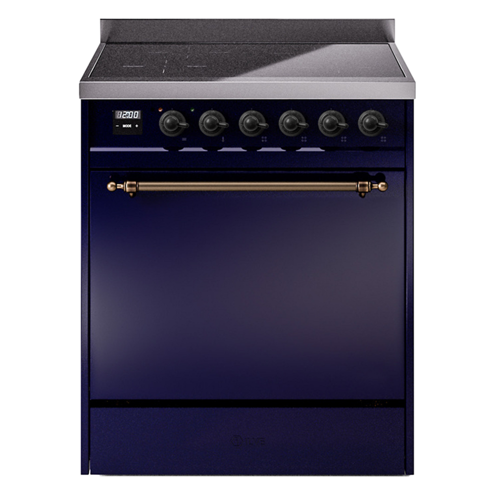 Nostalgie II 30 UPI304QNMPMBB Freestanding Electric Range Range with Induction Single Oven with Solid Door with Bronze knobs UPI304QNMPMBB