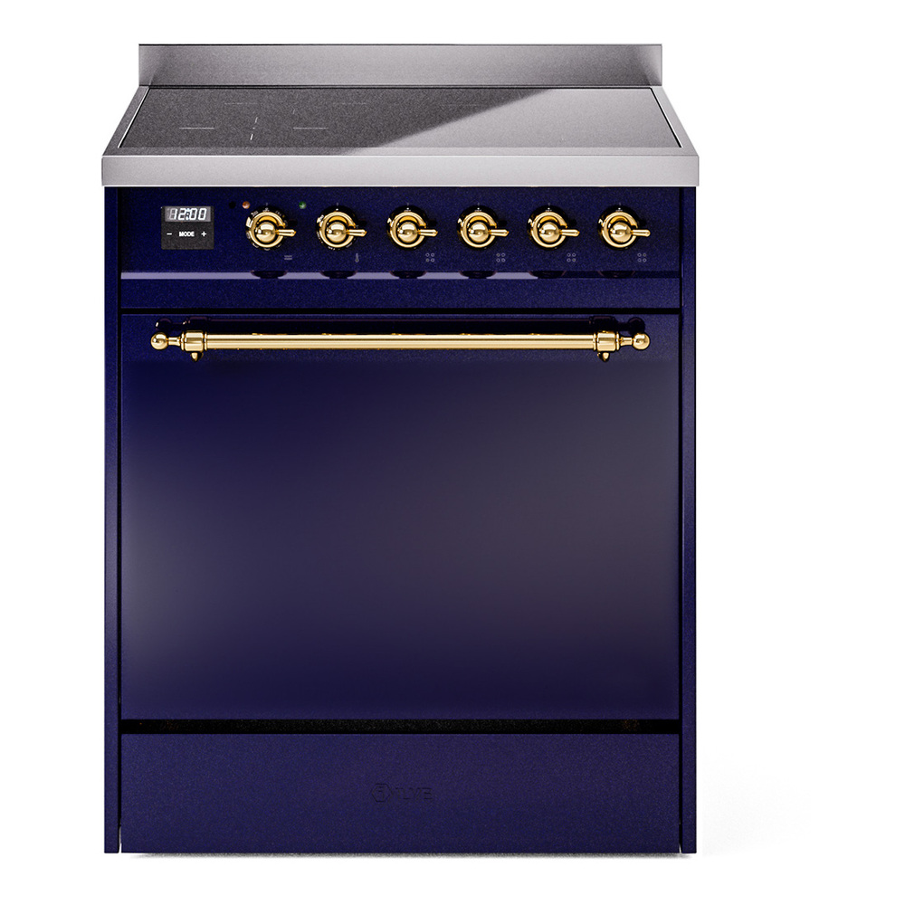 Nostalgie II 30 UPI304QNMPMBG Freestanding Electric Range Range with Induction Single Oven with Solid Door with Brass knobs UPI304QNMPMBG