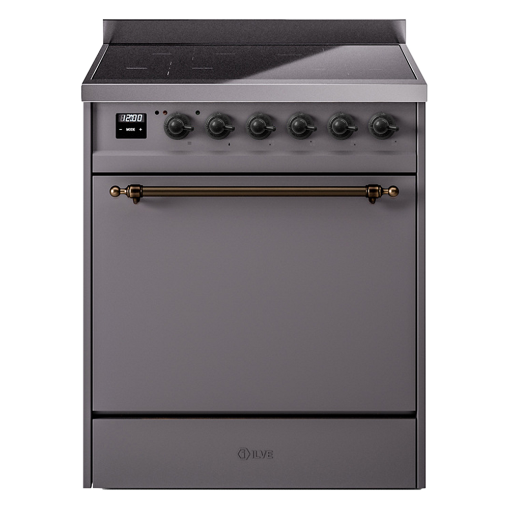 Nostalgie II 30 UPI304QNMPMGB Freestanding Electric Range Range with Induction Single Oven with Solid Door with Bronze knobs UPI304QNMPMGB