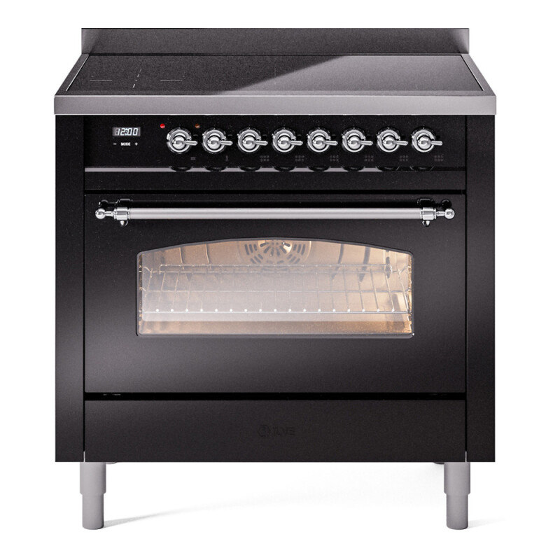 Nostalgie II 36 UPI366NMPBKC Freestanding Electric Range Range with Induction Single Oven with Triple Glass Door with Chrome knobs UPI366NMPBKC