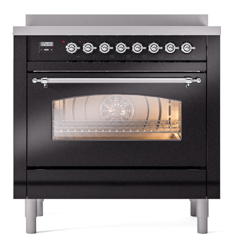Nostalgie II 36 UPI366NMPBKC Freestanding Electric Range Range with Induction Single Oven with Triple Glass Door with Chrome knobs UPI366NMPBKC