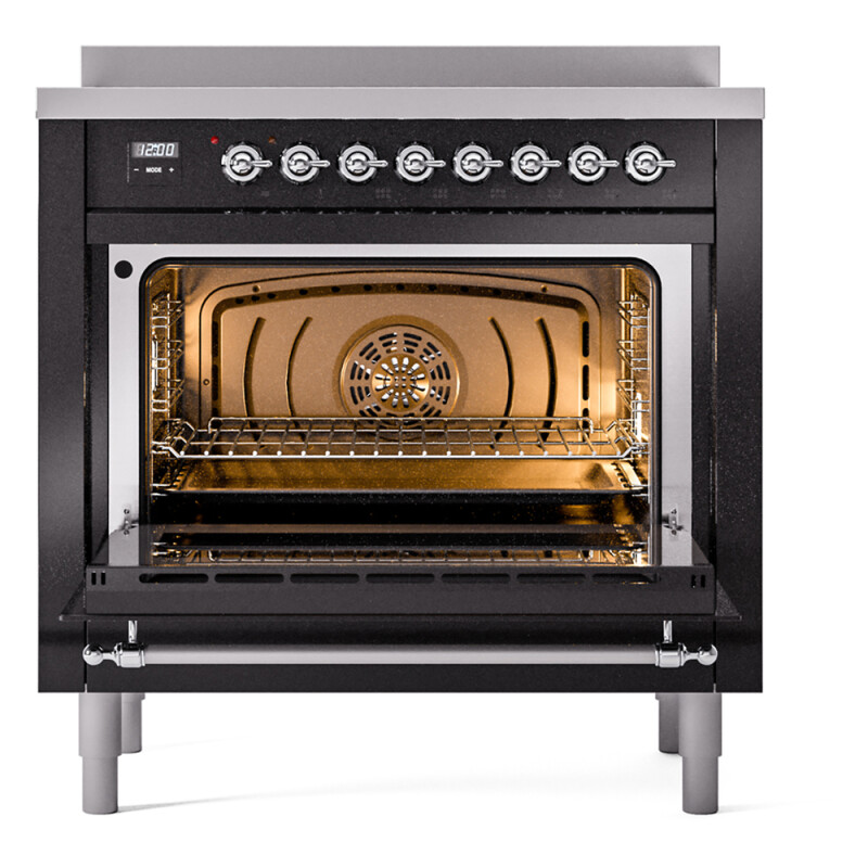 Nostalgie II 36 UPI366NMPBKC Freestanding Electric Range Range with Induction Single Oven with Triple Glass Door with Chrome knobs UPI366NMPBKC