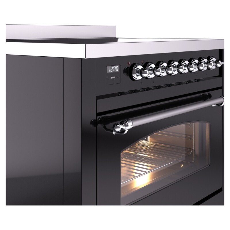 Nostalgie II 36 UPI366NMPBKC Freestanding Electric Range Range with Induction Single Oven with Triple Glass Door with Chrome knobs UPI366NMPBKC