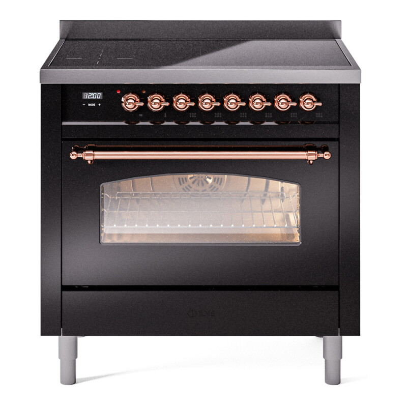 Nostalgie II 36 UPI366NMPBKP Freestanding Electric Range Range with Induction Single Oven with Triple Glass Door with Copper knobs UPI366NMPBKP