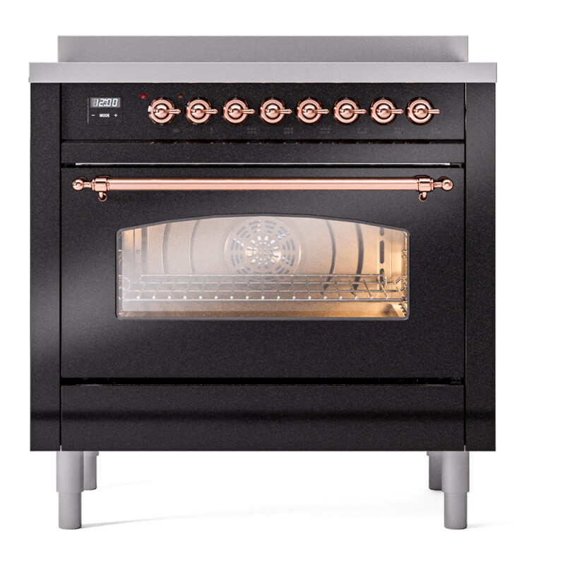 Nostalgie II 36 UPI366NMPBKP Freestanding Electric Range Range with Induction Single Oven with Triple Glass Door with Copper knobs UPI366NMPBKP