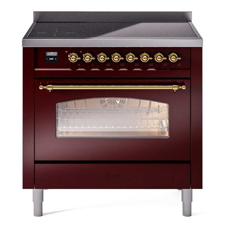 Nostalgie II 36 UPI366NMPBUG Freestanding Electric Range Range with Induction Single Oven with Triple Glass Door with Brass knobs UPI366NMPBUG
