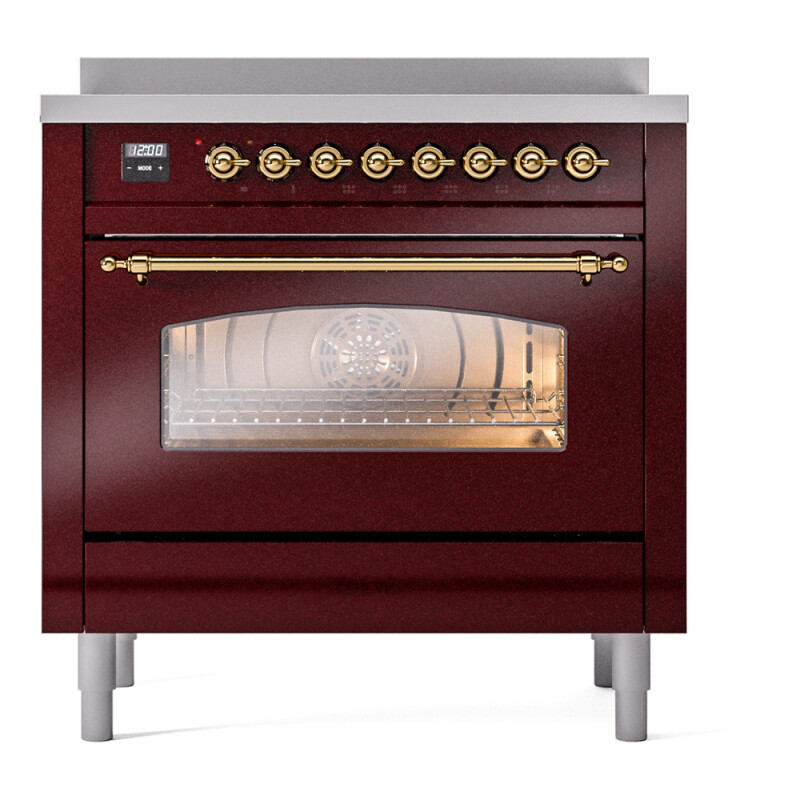 Nostalgie II 36 UPI366NMPBUG Freestanding Electric Range Range with Induction Single Oven with Triple Glass Door with Brass knobs UPI366NMPBUG