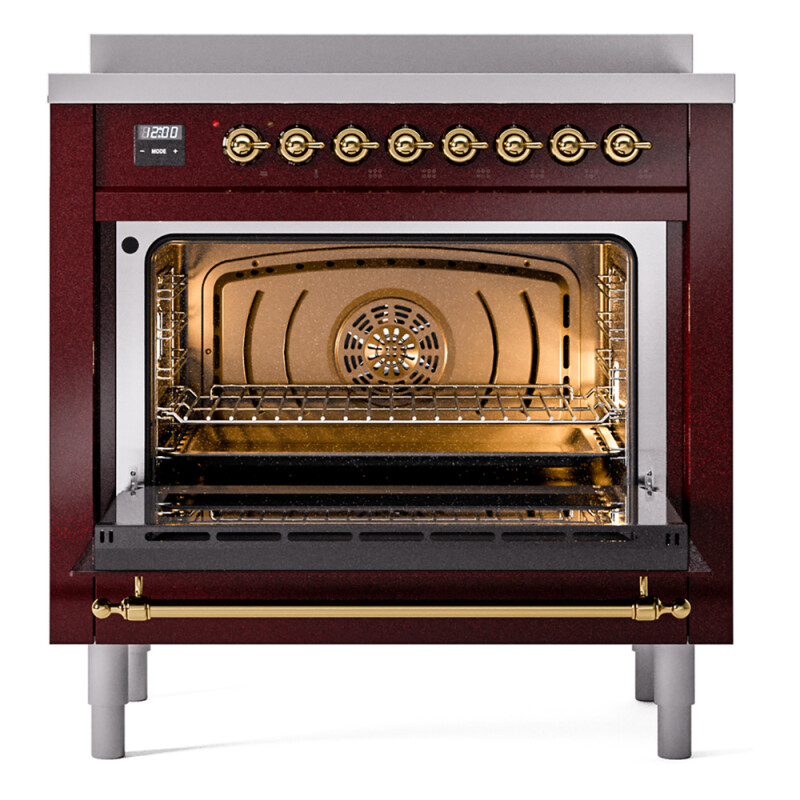 Nostalgie II 36 UPI366NMPBUG Freestanding Electric Range Range with Induction Single Oven with Triple Glass Door with Brass knobs UPI366NMPBUG
