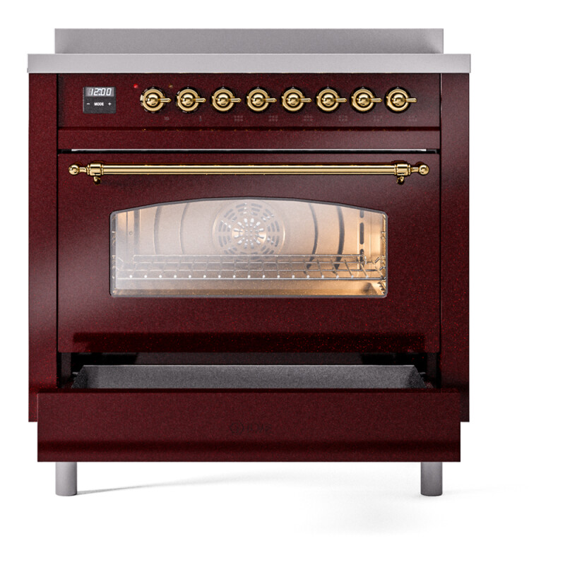 Nostalgie II 36 UPI366NMPBUG Freestanding Electric Range Range with Induction Single Oven with Triple Glass Door with Brass knobs UPI366NMPBUG