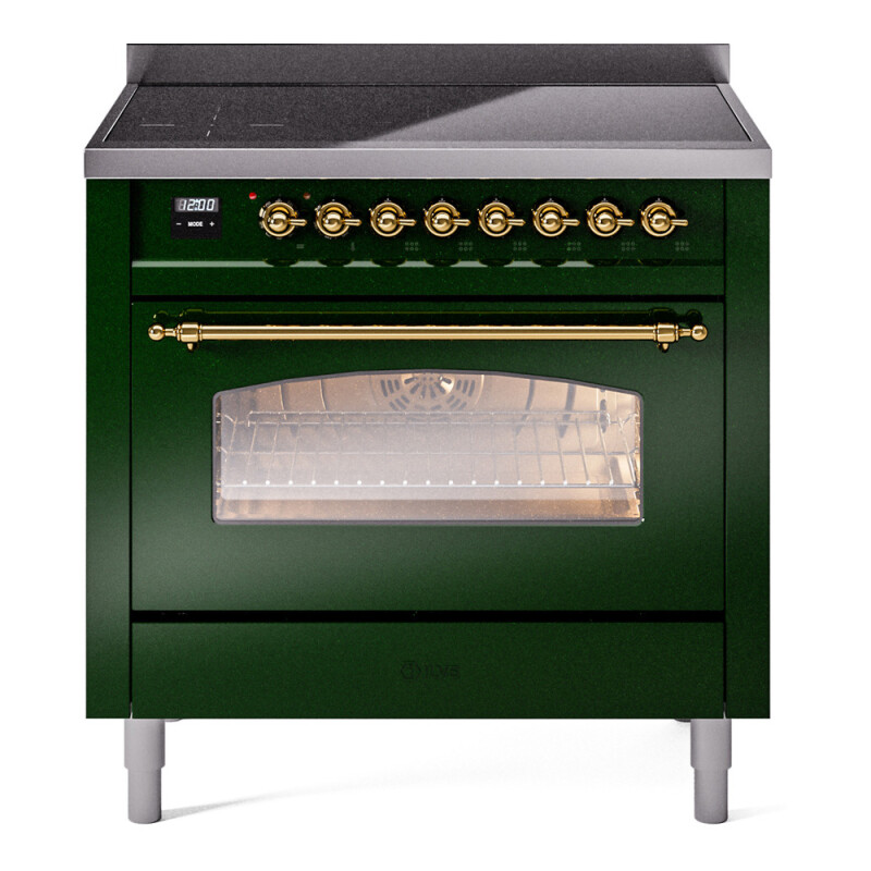 Nostalgie II 36 UPI366NMPEGG Freestanding Electric Range Range with Induction Single Oven with Triple Glass Door with Brass knobs UPI366NMPEGG