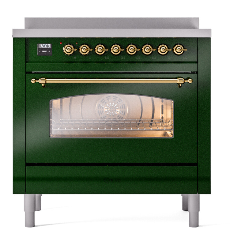 Nostalgie II 36 UPI366NMPEGG Freestanding Electric Range Range with Induction Single Oven with Triple Glass Door with Brass knobs UPI366NMPEGG