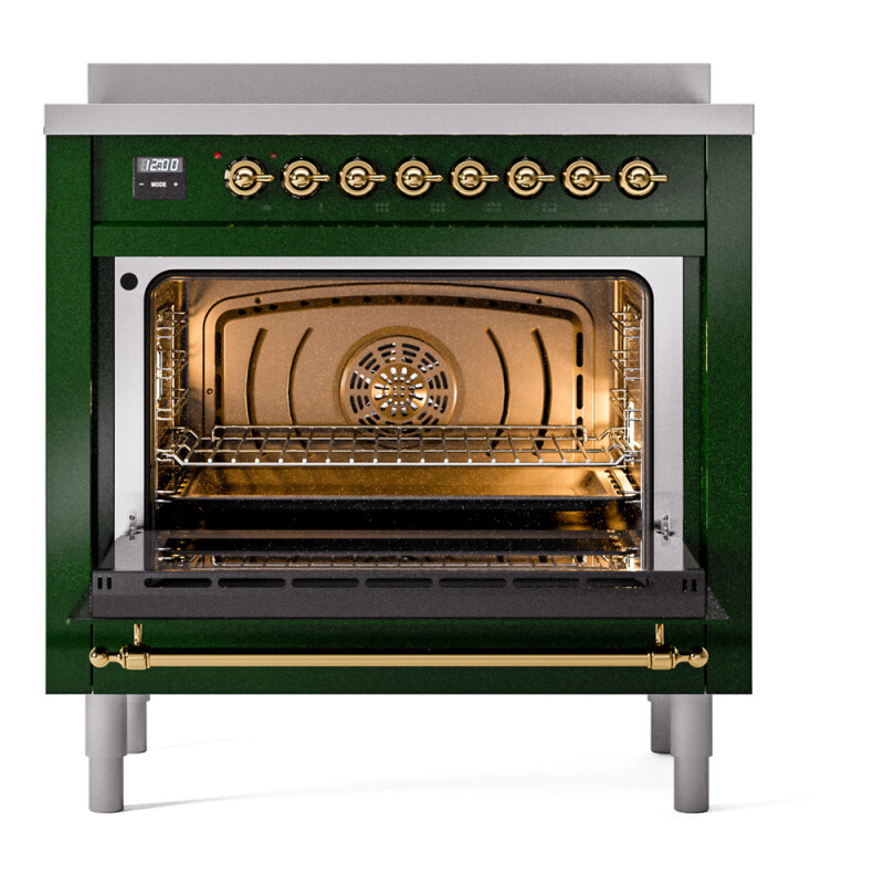 Nostalgie II 36 UPI366NMPEGG Freestanding Electric Range Range with Induction Single Oven with Triple Glass Door with Brass knobs UPI366NMPEGG