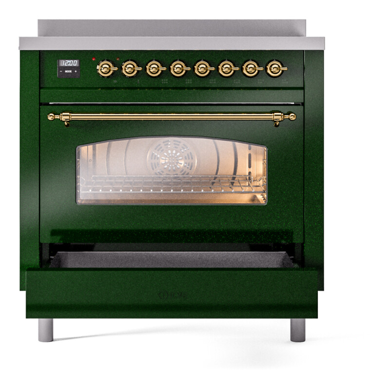 Nostalgie II 36 UPI366NMPEGG Freestanding Electric Range Range with Induction Single Oven with Triple Glass Door with Brass knobs UPI366NMPEGG
