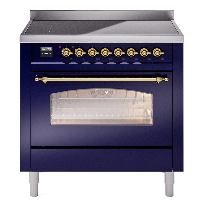 Nostalgie II 36 UPI366NMPMBG Freestanding Electric Range Range with Induction Single Oven with Triple Glass Door with Brass knobs UPI366NMPMBG