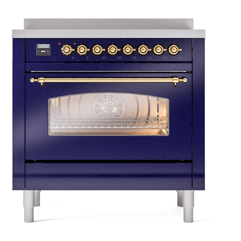 Nostalgie II 36 UPI366NMPMBG Freestanding Electric Range Range with Induction Single Oven with Triple Glass Door with Brass knobs UPI366NMPMBG