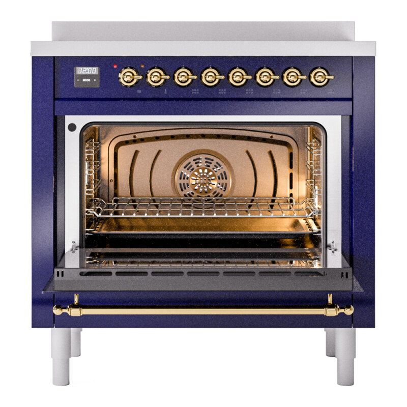 Nostalgie II 36 UPI366NMPMBG Freestanding Electric Range Range with Induction Single Oven with Triple Glass Door with Brass knobs UPI366NMPMBG
