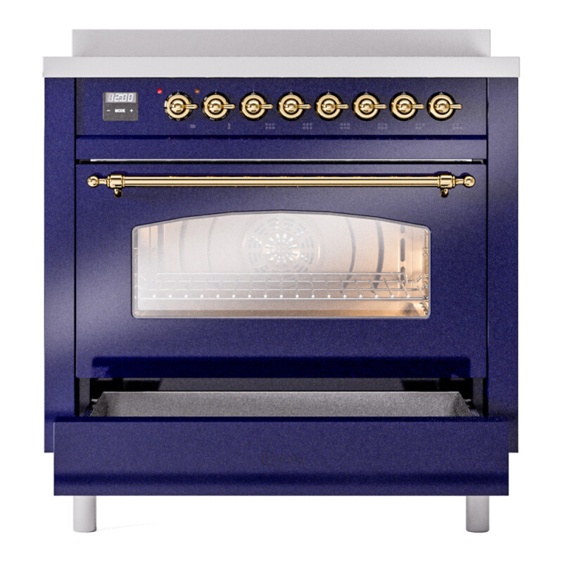 Nostalgie II 36 UPI366NMPMBG Freestanding Electric Range Range with Induction Single Oven with Triple Glass Door with Brass knobs UPI366NMPMBG