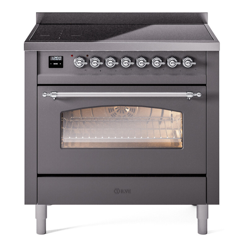 Nostalgie II 36 UPI366NMPMGC Freestanding Electric Range Range with Induction Single Oven with Triple Glass Door with Chrome knobs UPI366NMPMGC