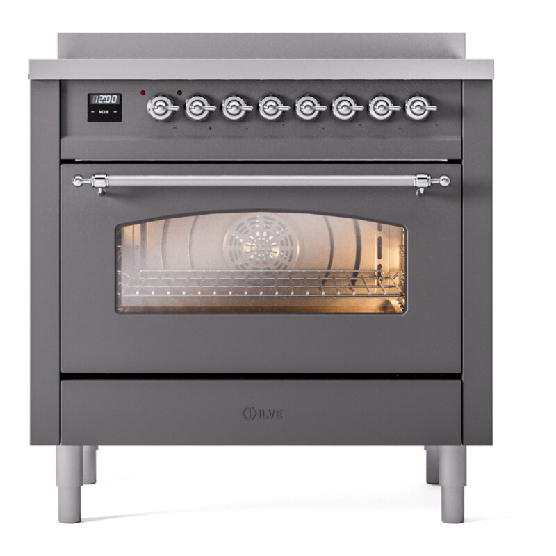 Nostalgie II 36 UPI366NMPMGC Freestanding Electric Range Range with Induction Single Oven with Triple Glass Door with Chrome knobs UPI366NMPMGC