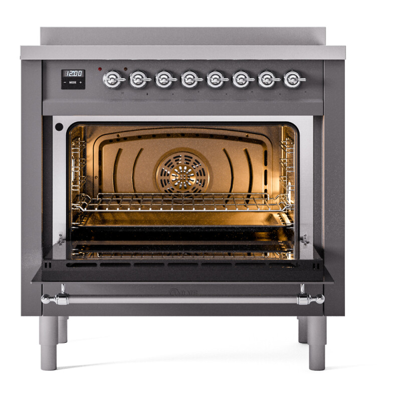 Nostalgie II 36 UPI366NMPMGC Freestanding Electric Range Range with Induction Single Oven with Triple Glass Door with Chrome knobs UPI366NMPMGC
