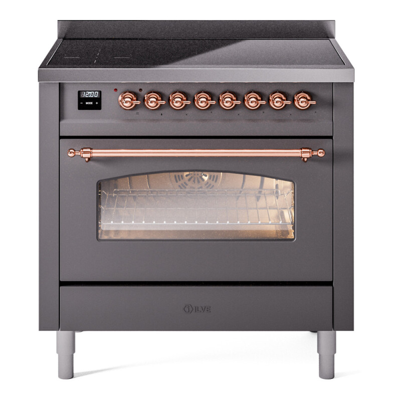 Nostalgie II 36 UPI366NMPMGP Freestanding Electric Range Range with Induction Single Oven with Triple Glass Door with Copper knobs UPI366NMPMGP