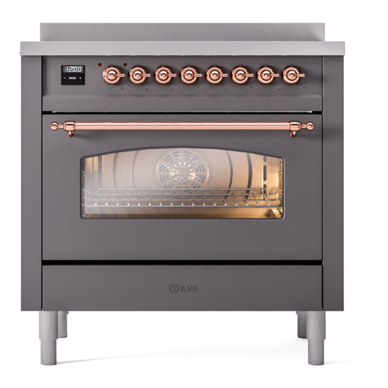 Nostalgie II 36 UPI366NMPMGP Freestanding Electric Range Range with Induction Single Oven with Triple Glass Door with Copper knobs UPI366NMPMGP
